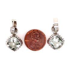 Sterling Silver Earrings w/Green Amethysts