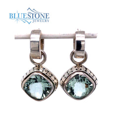 Sterling Silver Earrings w/Green Amethysts