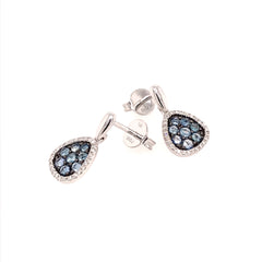 14 Karat White Gold Earrings w/ Blue Sapphires & Diamonds