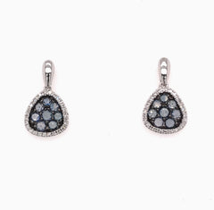 14 Karat White Gold Earrings w/ Blue Sapphires & Diamonds