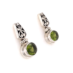 Sterling Silver Post Earrings w/ Oval Peridots