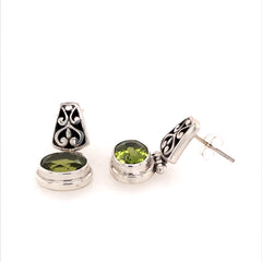 Sterling Silver Post Earrings w/ Oval Peridots