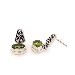 Sterling Silver Post Earrings w/ Oval Peridots