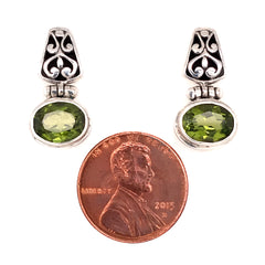 Sterling Silver Post Earrings w/ Oval Peridots
