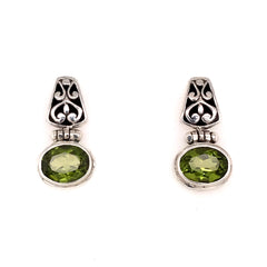 Sterling Silver Post Earrings w/ Oval Peridots