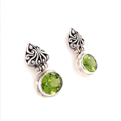 Sterling Silver Post Earrings w/ Oval Peridots