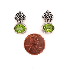 Sterling Silver Post Earrings w/ Oval Peridots