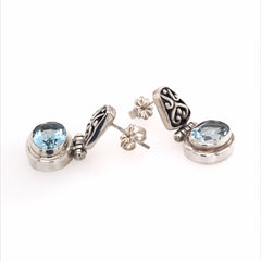 Sterling Silver Blue Topaz Earrings - Small