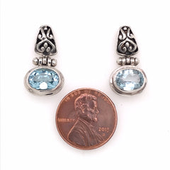 Sterling Silver Blue Topaz Earrings - Small