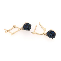 14K Yellow Gold Earrings w/ Sapphires & Diamonds