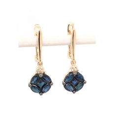 14K Yellow Gold Earrings w/ Sapphires & Diamonds