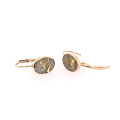 14K Yellow Gold Lever Back Earrings with Gold Quartz (8x6mm oval)