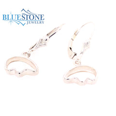 Sterling Silver Bear Outline Lever Back Earrings