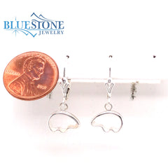 Sterling Silver Bear Outline Lever Back Earrings