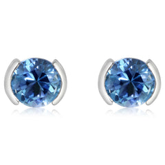14 Karat White Gold Blue Topaz Earrings