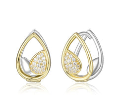 Two Toned Silver and Gold Earrings with CZs