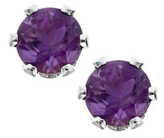 14kt White Gold 3mm Amethyst Screw Back Stud Earrings