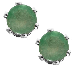 14kt White Gold 3mm Emerald Screw Back Stud Earrings