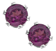 14kt White Gold 3mm Rhodolite Garnet Screw Back Stud Earrings