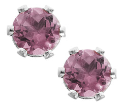 14kt White Gold 3mm Pink Tourmaline Screw Back Stud Earrings