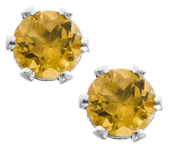 14kt White Gold 3mm Citrine Screw Back Stud Earrings