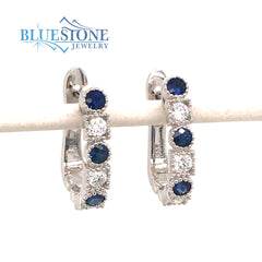14kt White Gold Huggy Earrings with Sapphires and Diamonds