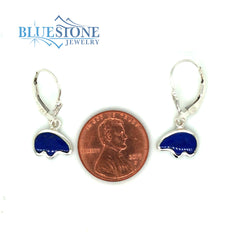 Silver Lever Back Earrings with Lapis Bears