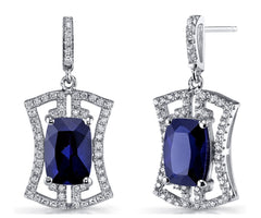 Sterling Silver Sapphire and CZ Earrings