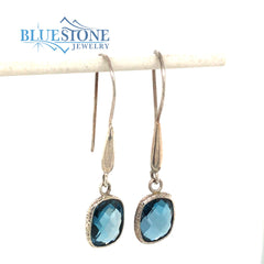 Sterling Silver Wire Earrings with London Blue Topaz