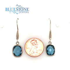Sterling Silver Wire Earrings with London Blue Topaz