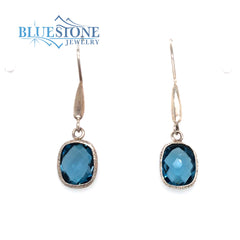 Sterling Silver Wire Earrings with London Blue Topaz