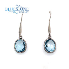 Sterling Silver Wire Earrings with Blue Topaz