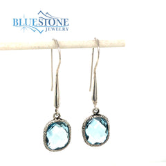 Sterling Silver Wire Earrings with Blue Topaz