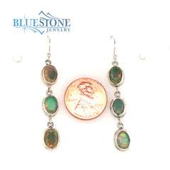 Sterling Silver Wire Earrings with Six 6mm x 8mm Faceted Natural Ethio