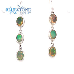 Sterling Silver Wire Earrings with Six 6mm x 8mm Faceted Natural Ethio