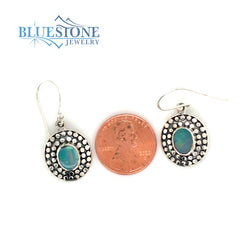 Sterling Silver Wire Double Dot Earrings with Two 6mm x 8mm Oval Natur