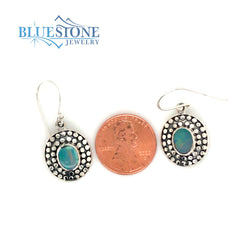 Sterling Silver Wire Double Dot Earrings with Two 6mm x 8mm Oval Natur