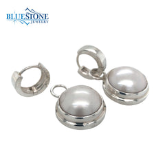 Sterling Silver White Pearl Huggy Earrings