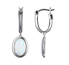 Silver Earrings with Opals and Rubies