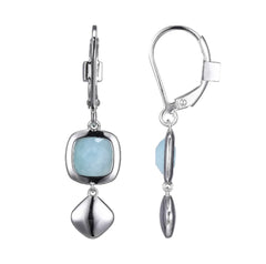 Sterling Silver Earrings with Amazonites and Rubies