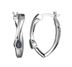 Silver Earrings with London Blue Topazes, CZs and Rubies