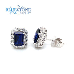 14kt White Gold Sapphire & Diamond Earrings