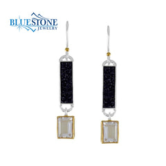 Silver & Gold Earrings with Druzy and Quartz