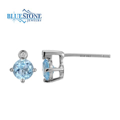 Silver Topaz & Diamond Earrings- December Birthstone