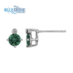 Silver Emerald & Diamond Earrings- May Birthstone