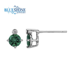Silver Emerald & Diamond Earrings- May Birthstone