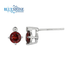 Silver Garnet & Diamond Earrings- January Birthstone
