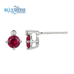 Silver Ruby & Diamond Earrings- July Birthstone