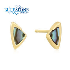 Yellow Gold Plated Earrings with Abalone