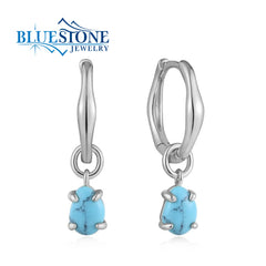 Silver Hoops with Turquoise